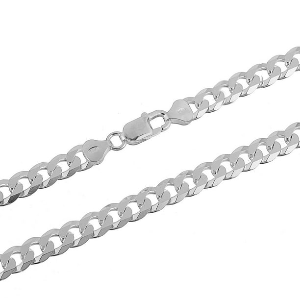 Real S925 Sterling Silver Chain Men Women 8mm Curb Link Bracelet 42-43g